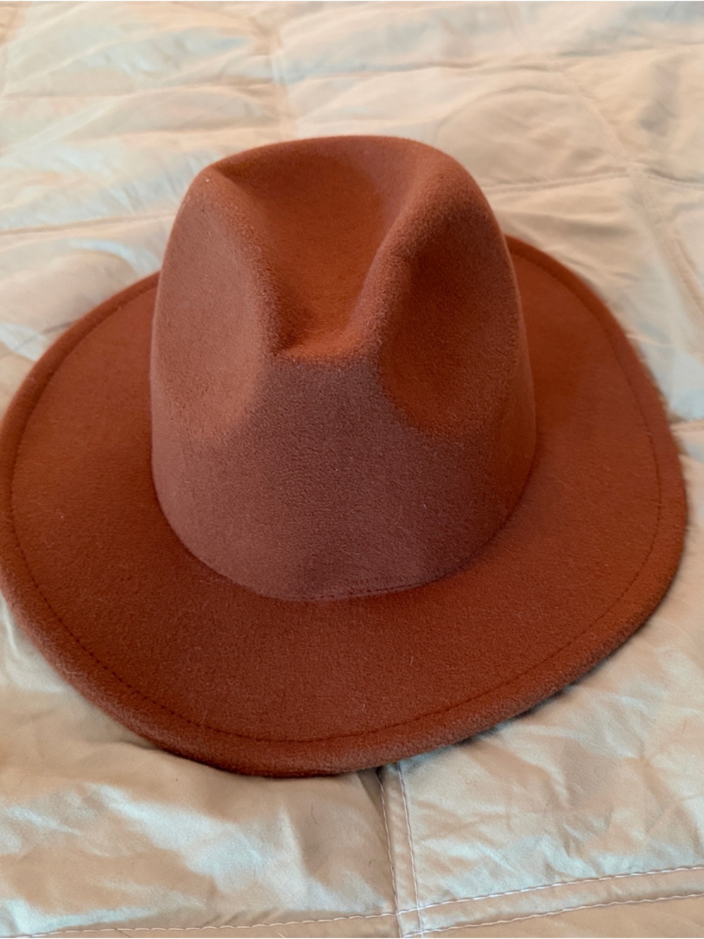 Rust Brown Wool Felt Fedora Hat